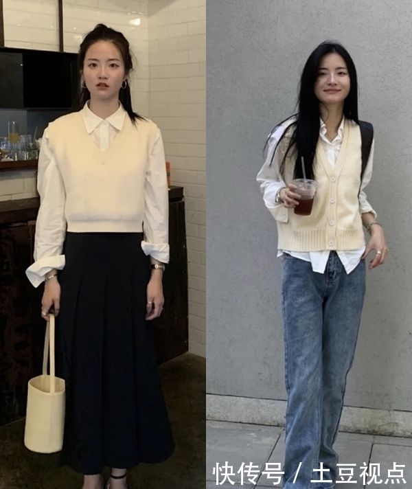 针织马甲别乱穿，教你3个韩里韩气的叠穿方案，轻松当个时髦精