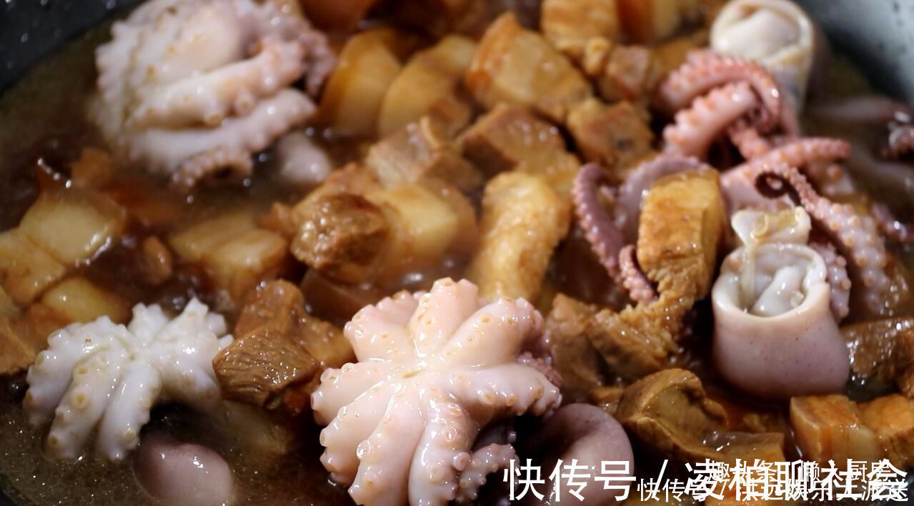 八爪鱼|不用焯水,不用炒糖色,用八爪鱼炖出来的红烧肉,肉香四溢