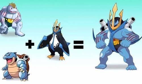 豪力|三只宝可梦合体,帝王拿波基因强大,超梦太酷,看到御三家恋爱了