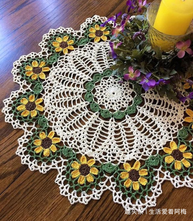 毛线钩针编织向日葵合集，DIY手工编织附图解教程