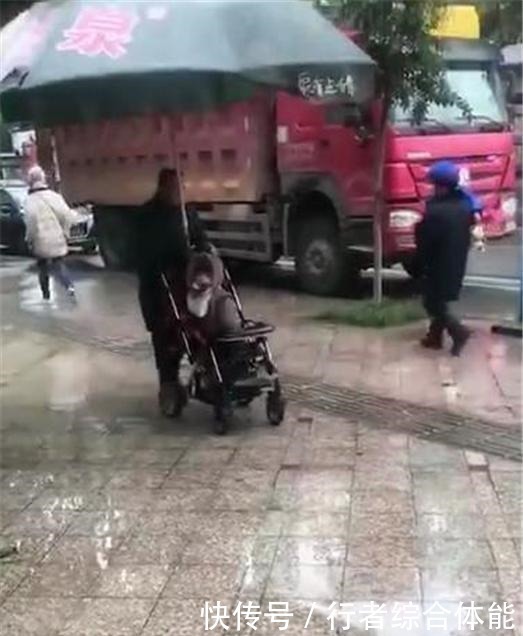 安全意识|下雨天爷爷带娃街上遛弯,路人频频回头,网友这个伞有点过分了!