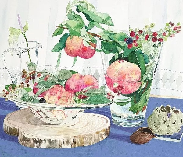 静物#日本柘植彩子Ayako Tsuge的花卉静物水彩画作品