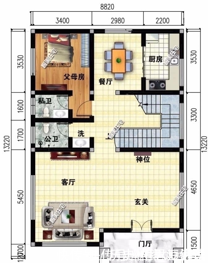 主卧室|小面宽设计的两栋农村别墅，第一栋仿古设计，第二栋带堂屋