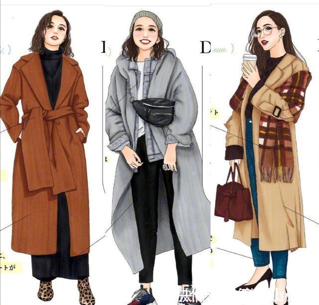 秋冬|日本插画师秋冬手绘穿搭,时髦又实用,每一套都是穿搭范本