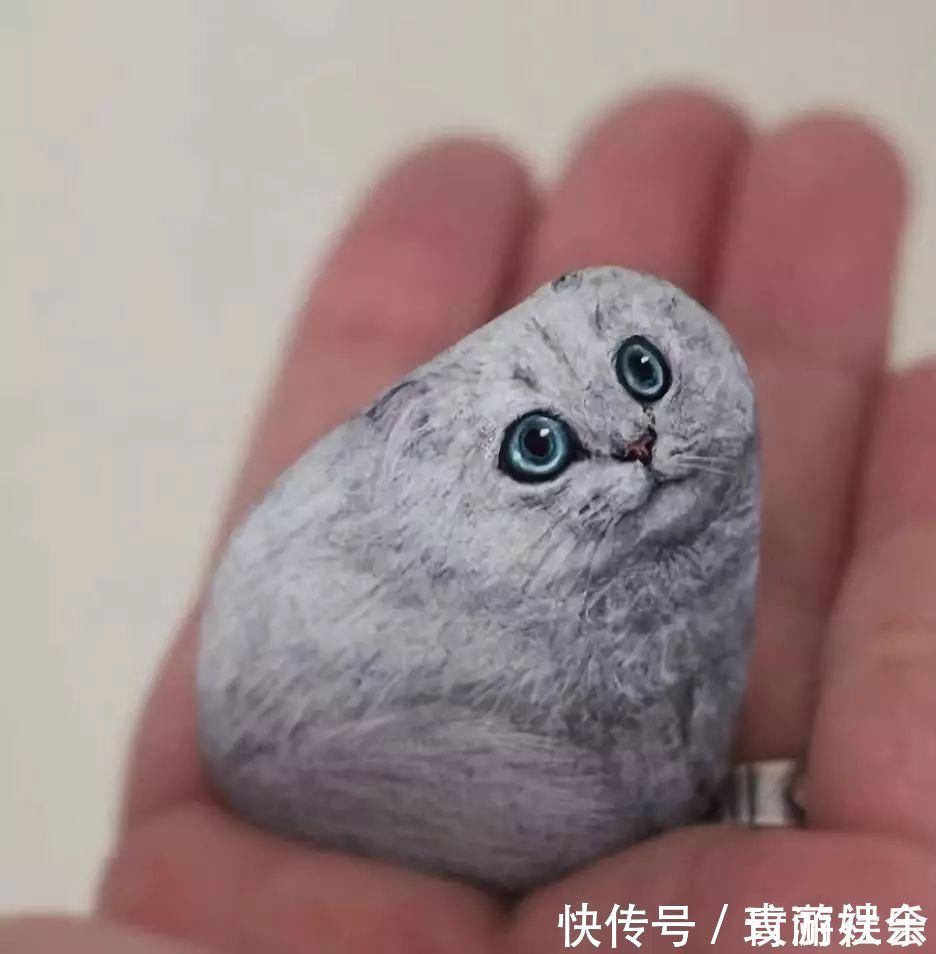 小姐姐$在石头上画画!日本小姐姐笔下的萌宠,惹9万网友围观:也想要一个