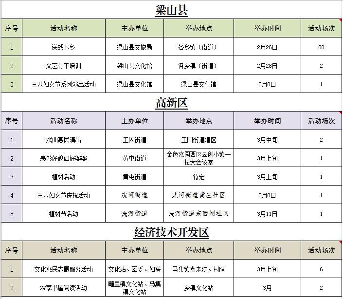 济宁&济宁3月份文化活动计划表出炉，欢迎挑选你喜欢的