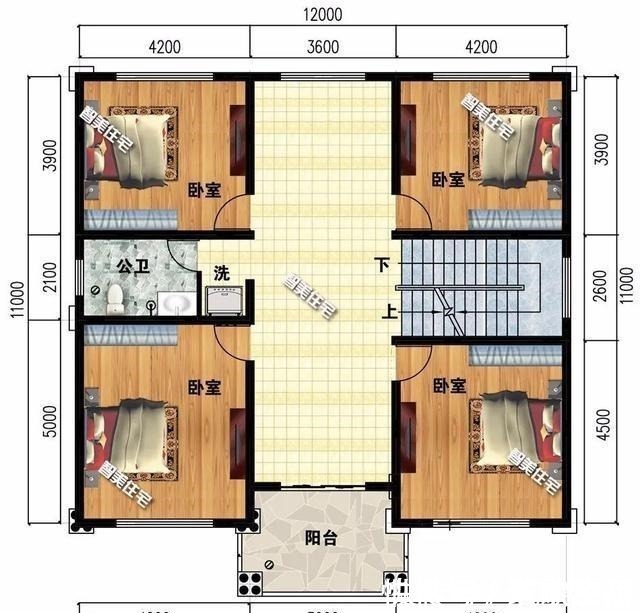 外墙面|4栋12×11米农村别墅,前三栋客厅挑空设计,两层也够大气!