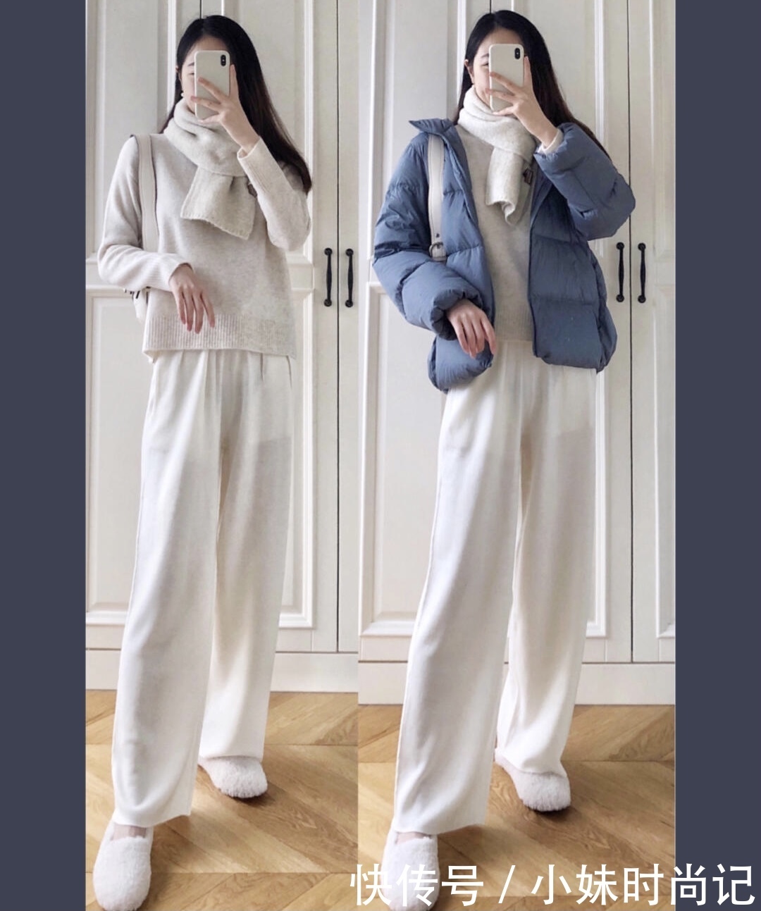 短款羽绒服怎么穿搭更显腿长?学她搭配高腰下装,尽显高挑女神范