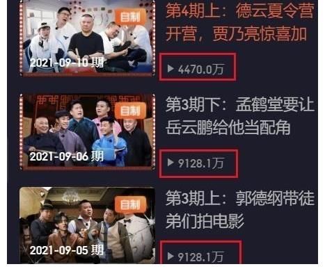 点击量|德云社团综高开低走，点击量开始下滑，三点原因导致观众审美疲劳