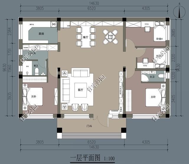 平面|给农村父母盖养老房，这10套小平层真心不错，神龛堂屋火炕全都有