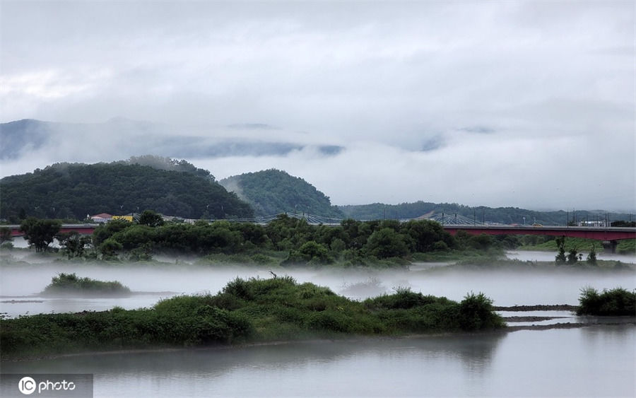 水墨画|韩国江上水汽氤氲 朦胧宛如水墨画