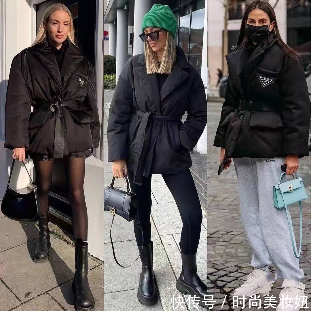 大长腿 “黑色羽绒服”原来可以这么洋气,普通人照着穿,时髦感翻倍