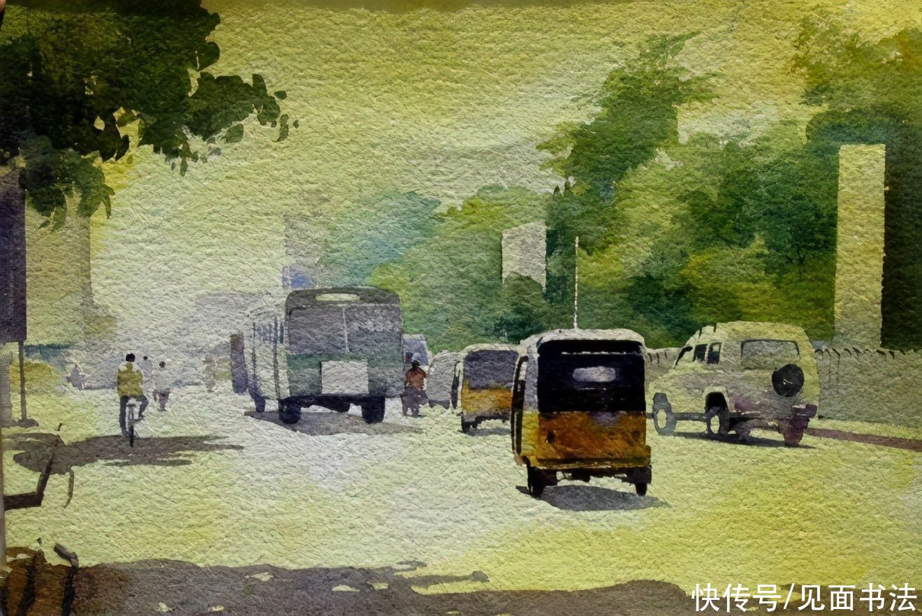  绘画|「愙斋书法」印度Elayaraja水彩绘画作品