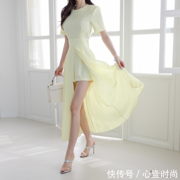 女神|女神孙允珠时尚搭配:柠檬清甜精灵女神轻羽雪纺裙