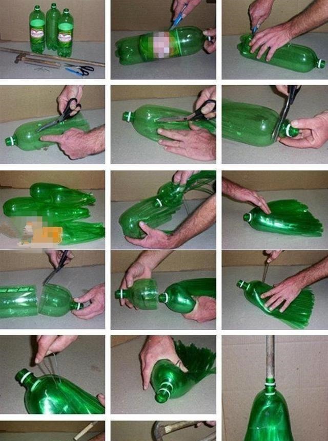 我家扫帚独一无二,忒好用!邻居见后都夸:塑料瓶做的还挺好看