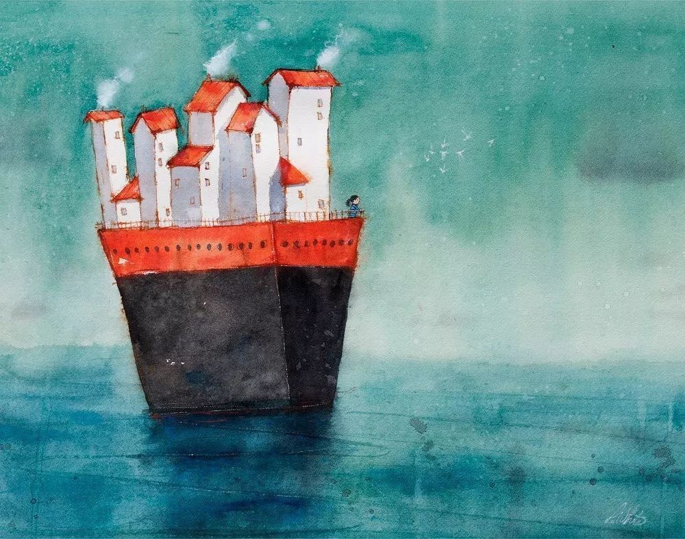 治愈插画$治愈插画:童年,像一个流丽繁复的梦