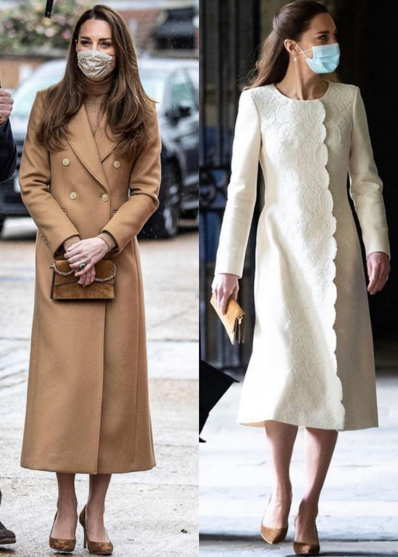 皮帕|凯特为迎结婚10周年做医美?穿婚纱大衣重回婚礼教堂,皮肤太平整