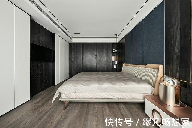 轻奢|129平现代时尚轻奢空间,黑白灰3色低调沉稳,地砖打造水墨画风格