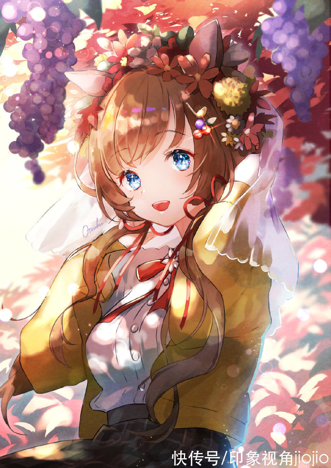 插画作品$甜美风十足的漂亮少女插画,配色梦幻华丽