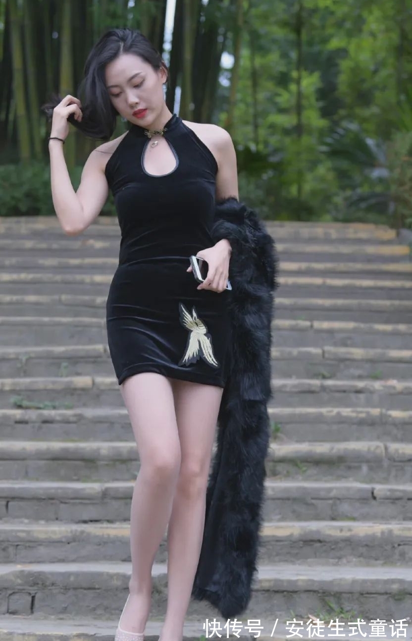 旗袍 气质高贵,端庄典雅,一袭黑色旗袍让你穿出复古大气女人味!