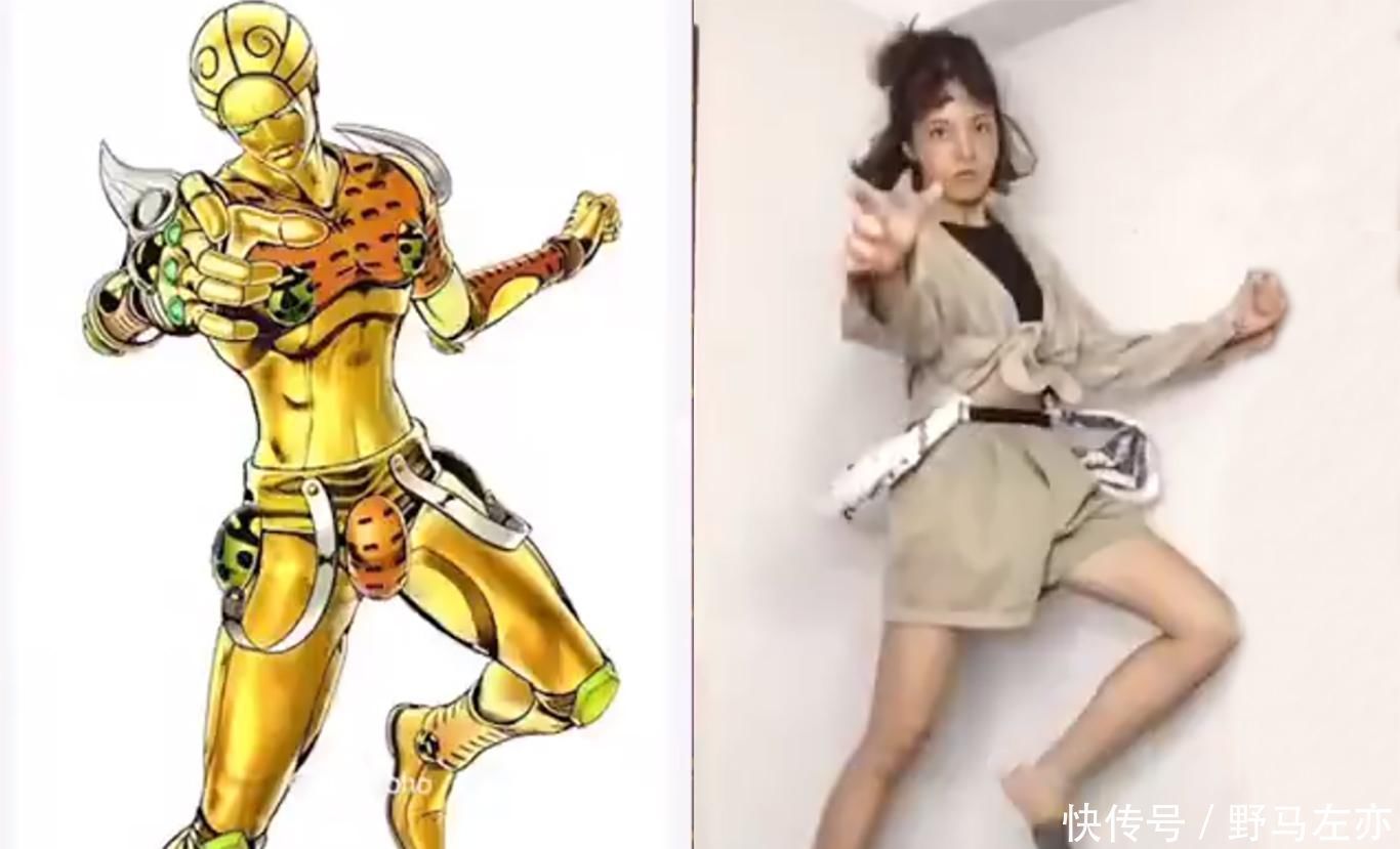jo厨|小姐姐模仿高难度JOJO立，奇怪的姿势增加了，拍照再也不怕没Pose