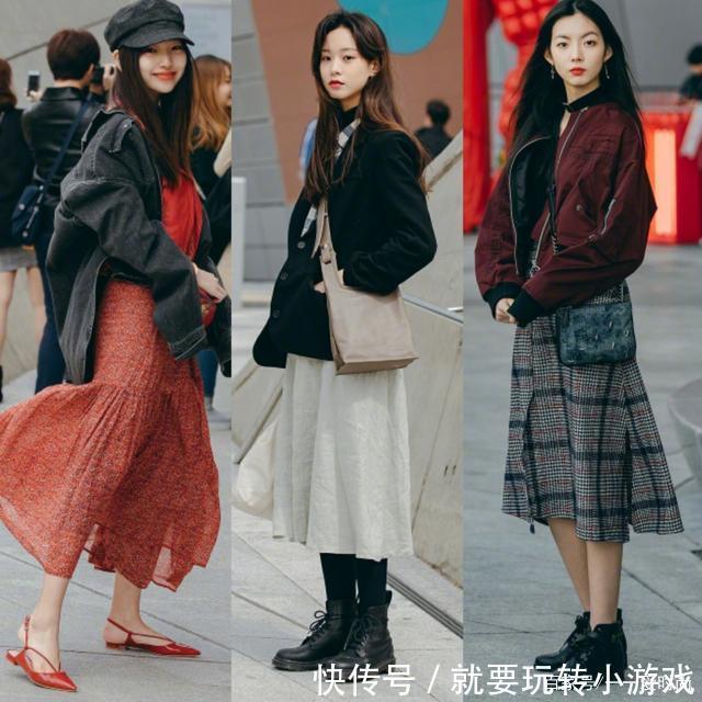 现在流行外套+裙装，看韩国女生“养眼街拍”，信手拈来最时髦
