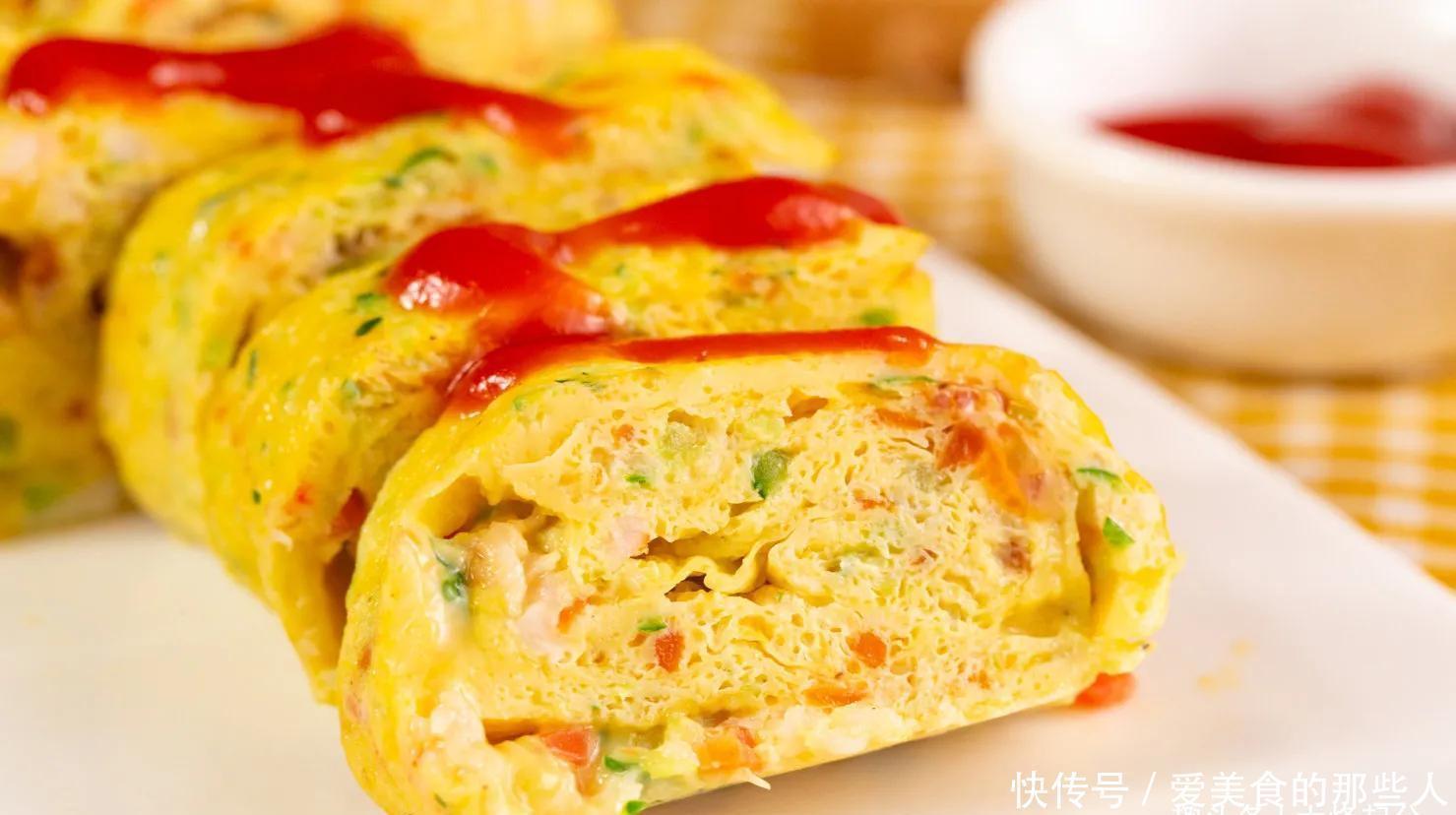 鲜蔬虾泥蛋卷,早餐一定要试试它!营养丰富,造型好看