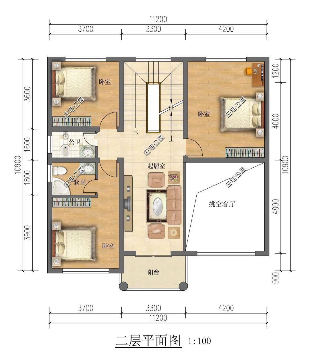 客厅|11×10米二层简约欧式别墅，挑空客厅设计，居住更舒适