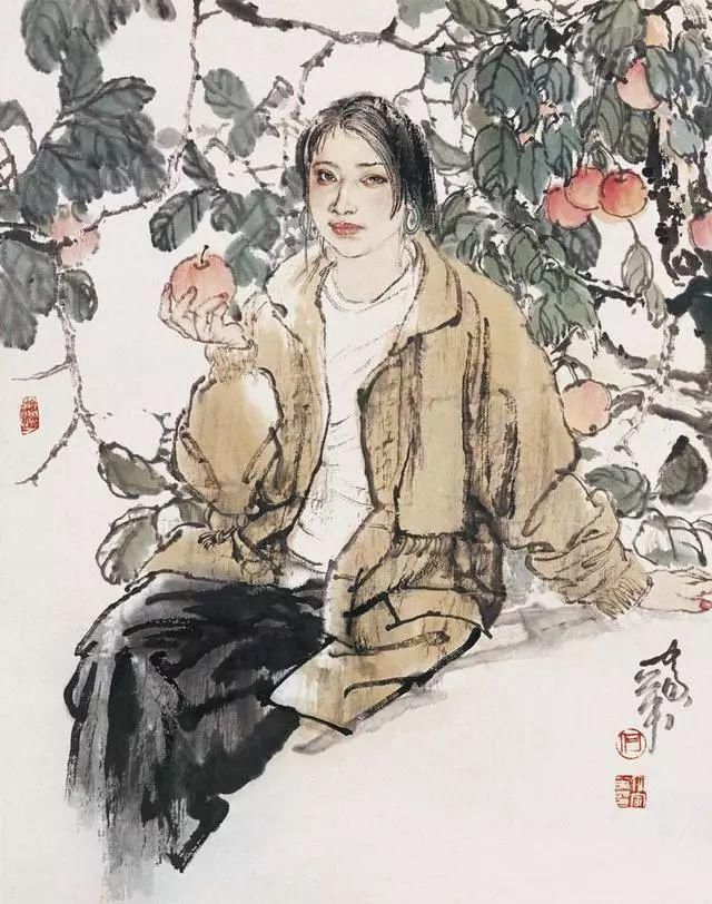 工笔画|国画:何家英画笔下的怜怜女儿态,不同寻常的美感!
