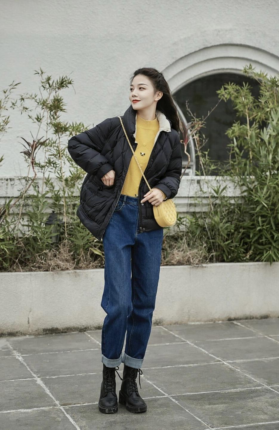 高领|被这组时髦洋气的羽绒服搭配折服了,保暖时髦,大家可以照搬