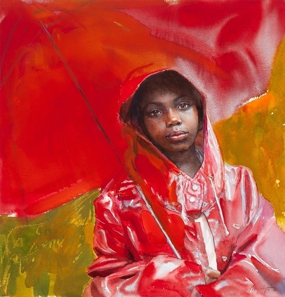 画标$美国水彩人物画家玛丽怀特:一张A4大小的水彩画标上万美元