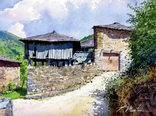 水色|西班牙艺术家的水彩风景画水色交融、生动自然,太迷人了