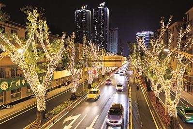 广州江南大道流光溢彩