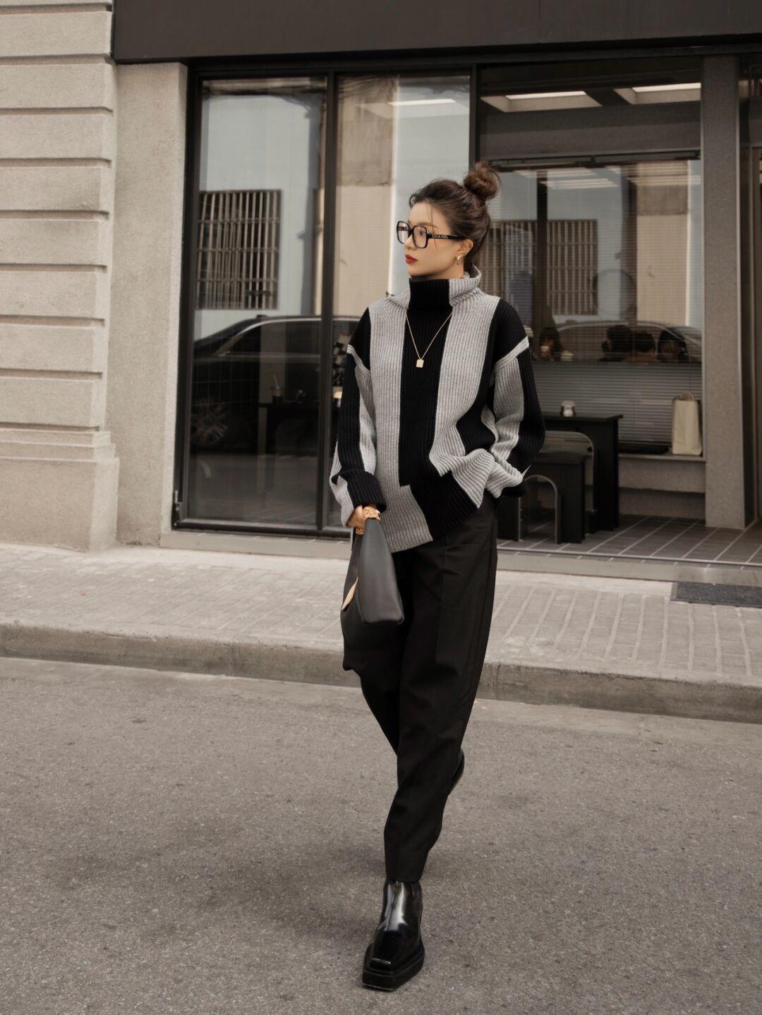 拉链|衣品好的女人,冬季都少不了“毛衣”的搭配,气质爆表