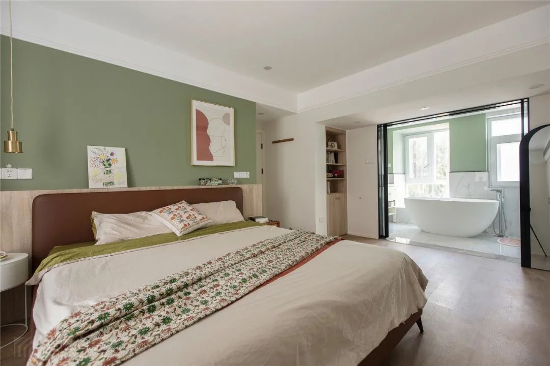 文艺|135㎡现代简约,温馨舒适的空间,加上草绿色的点缀,文艺舒适