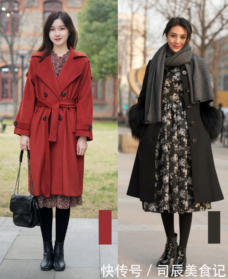 长大衣下面不一定穿裤子,今年冬天流行这样穿,优雅知性提气质