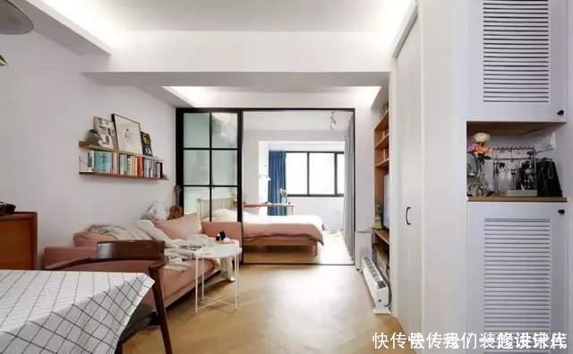 实木|46㎡小公寓:玻璃隔断通透明亮,衣帽间很迷你,干湿分类真实用!