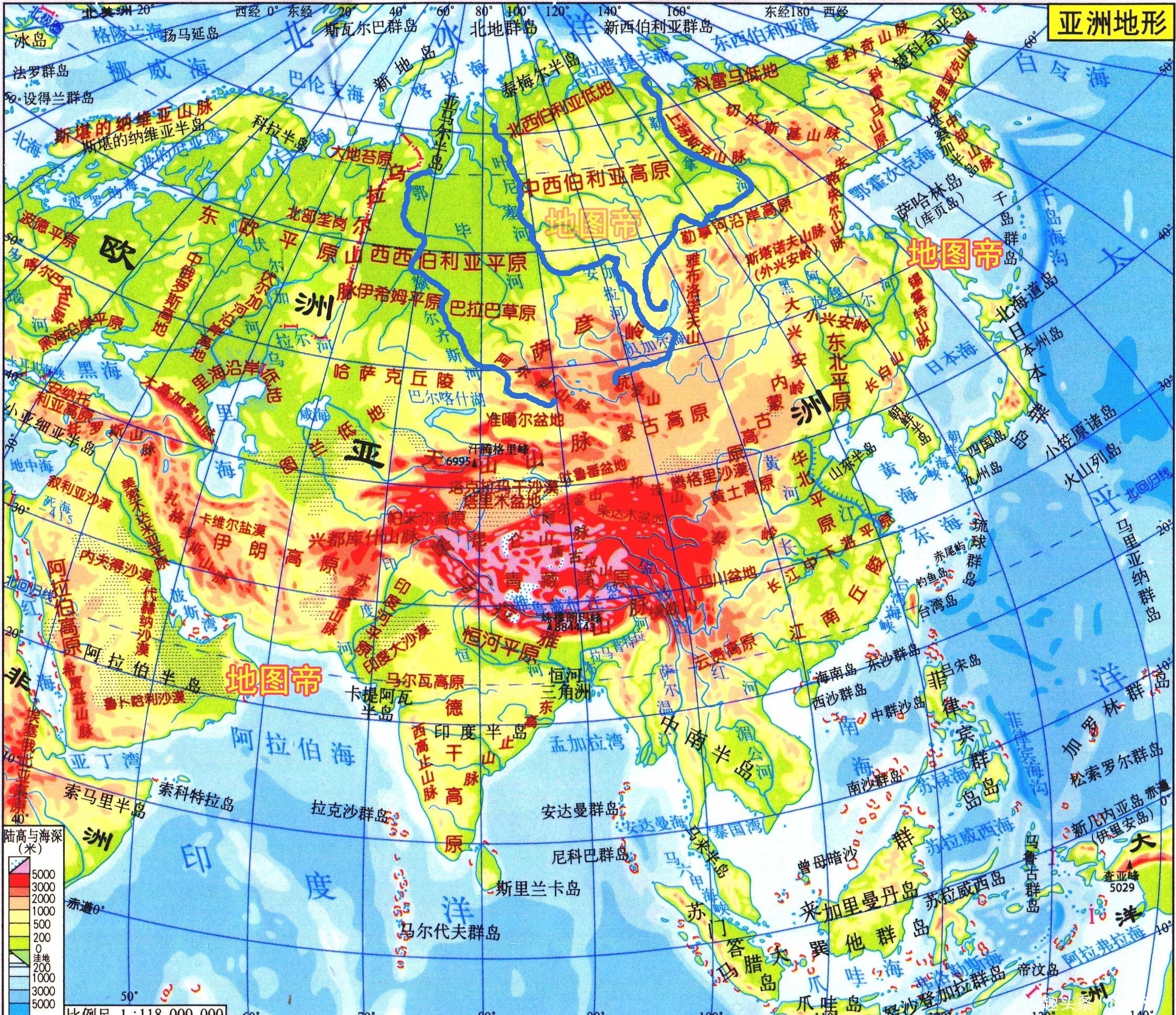 俄罗斯地形图河流