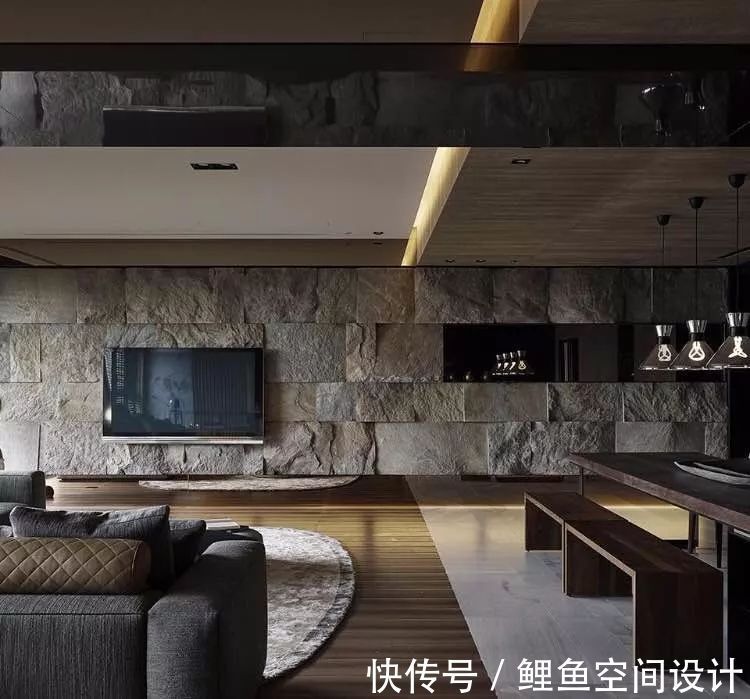 电视|用石材装电视墙,原始粗犷的质感,自然而又高档