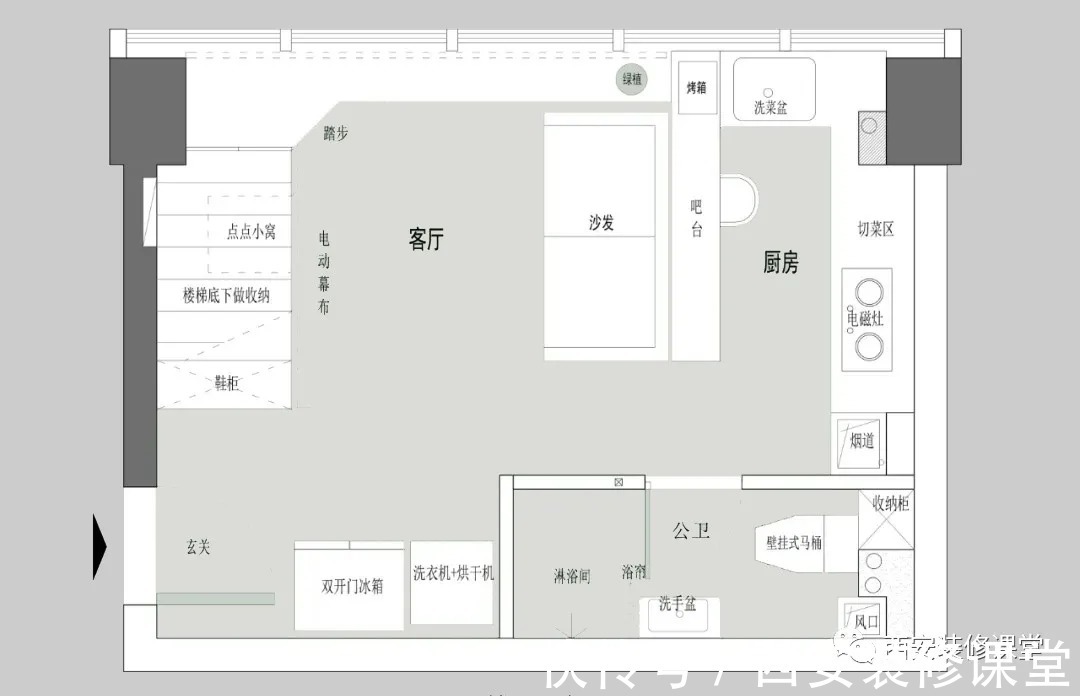 樓梯間|50㎡挑空公寓,做隔層一人住真美