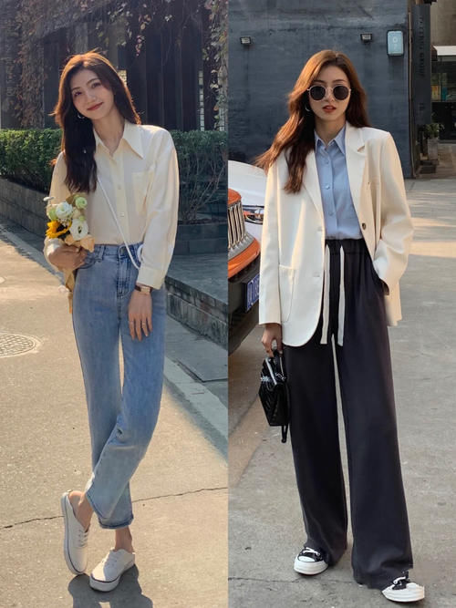春季韩范衬衫穿搭，简单又时髦，最简单的组合穿出最舒服的状态