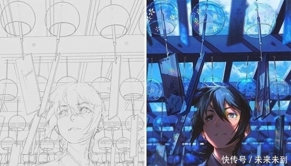 画作&画师们分享草稿和成品,省略“一点点”细节,完全是两种样子