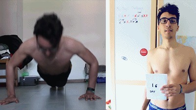 俯卧撑|每天300个俯卧撑，坚持一个月，却练成了这样……