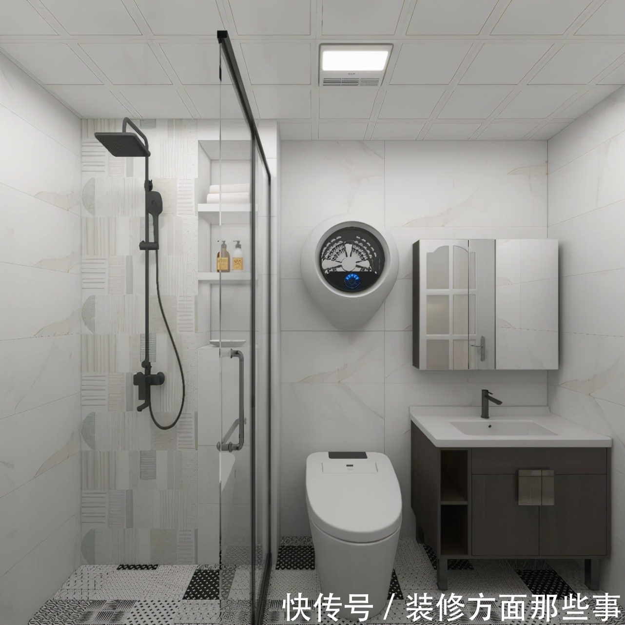 嵌入式|150平装修成现代风,一进门就看到悬空鞋柜,洗衣机挂在马桶上