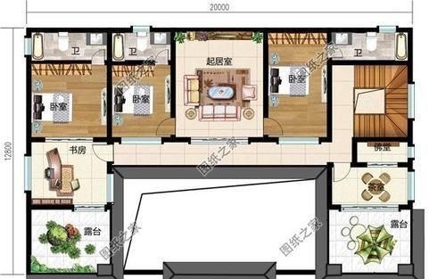 棋牌室|农村20万四合院设计图，青山绿水间，享受农村生活
