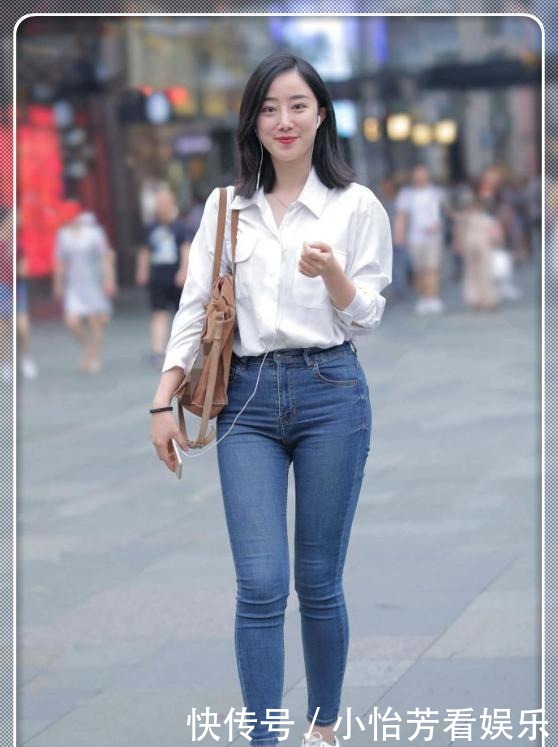 时髦|衬衣配牛仔裤,美女穿出时髦,休闲风