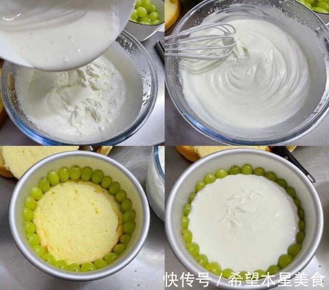 好吃不腻酸奶慕斯蛋糕，酸酸甜甜的青提鲜嫩爽口，口感太好了！