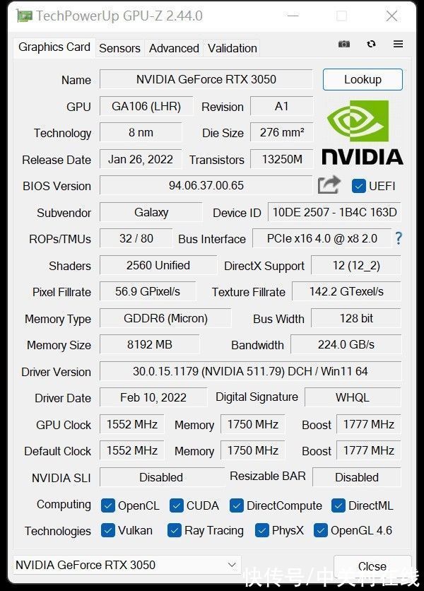 mini|影驰RTX 3050金属大师Mini评测 溢价也值