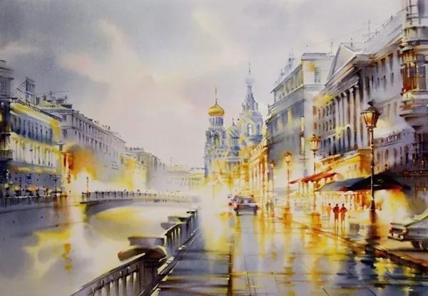 美术学院$城市人物水彩画│城市在她的笔下,充斥着温馨和随意