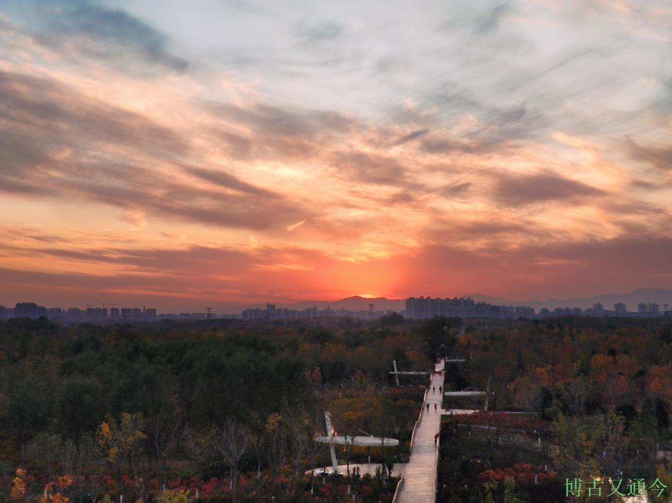 灭亡|夕阳下的温榆河示范区东园(下),看火星般颜色的日落